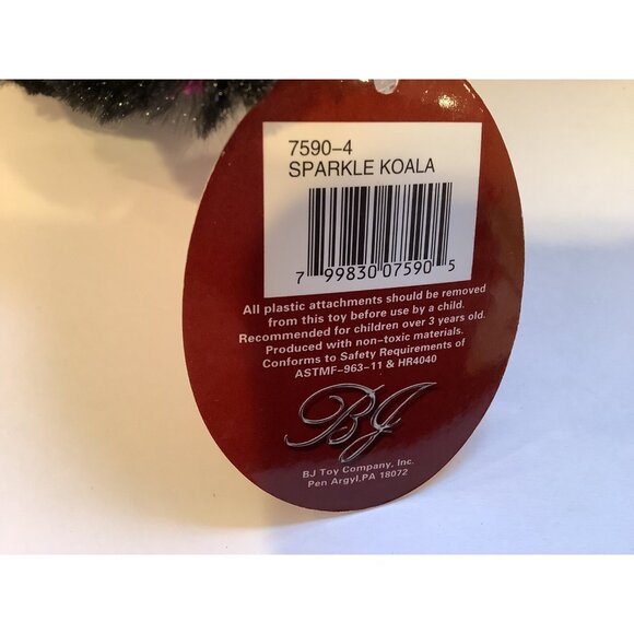 BJ Toy Co SparKle Koala Mouse Bear Black and Pink Plush Stuffed Animal Soft Toy - Picture 6 of 8